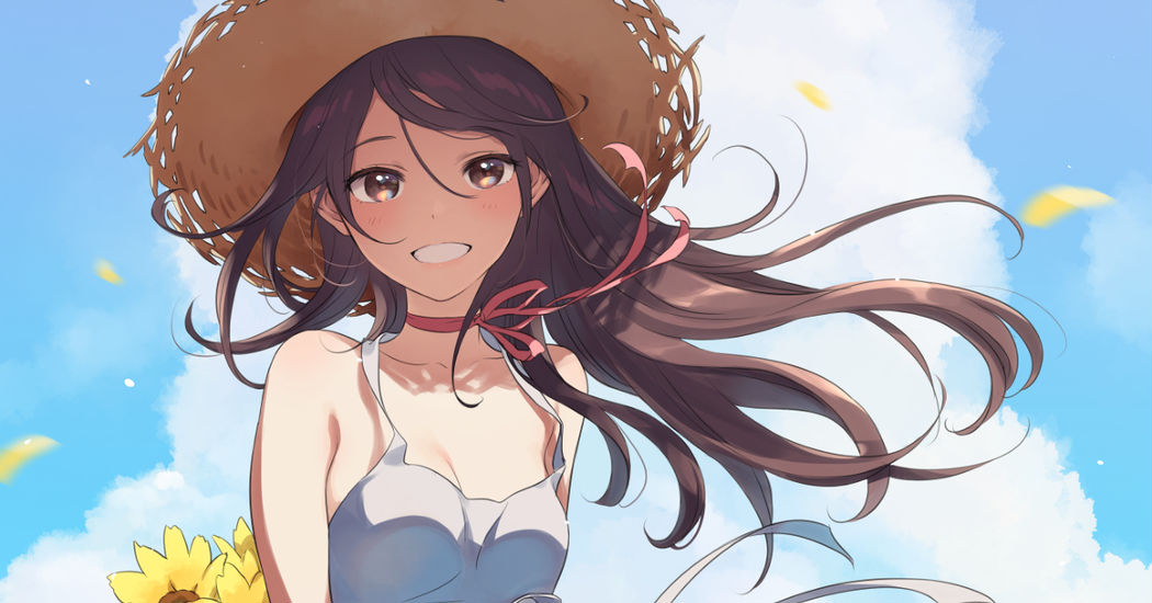I can't wait for summer♡ Illustrations of girls and straw hats