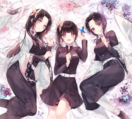 鬼滅の刃 ファンアート 胡蝶三姉妹＋童磨