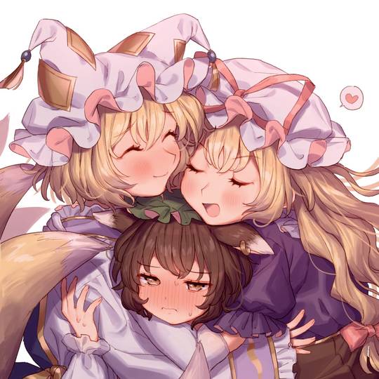 はっぴー☆やきにく♪」 八雲紫 八雲藍 橙 八雲一家 同人手描きイラスト