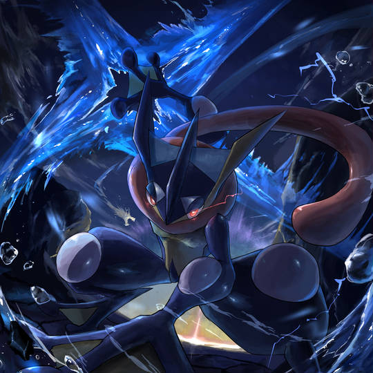 ポケモンフィギュア ゲッコウガの水手裏剣の姿 みずしゅりけん