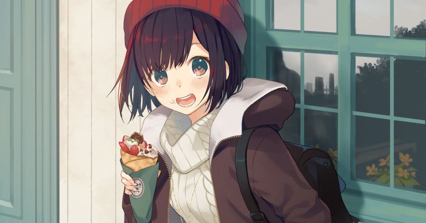 Do you think I'll get a scolding? Illustrations of People Eating Freshly Bought Sweets