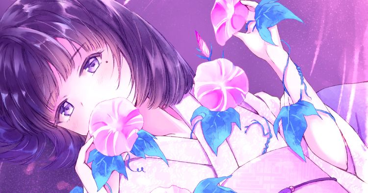 Blooming proudly in a summer morning. Illustrations of Morning Glories