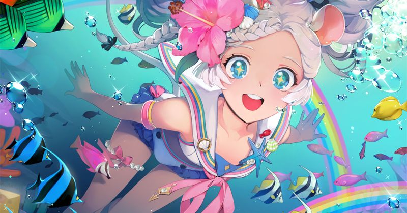 Drawings of Girls Wearing Sailor Swimsuits - Catching the sea breeze.