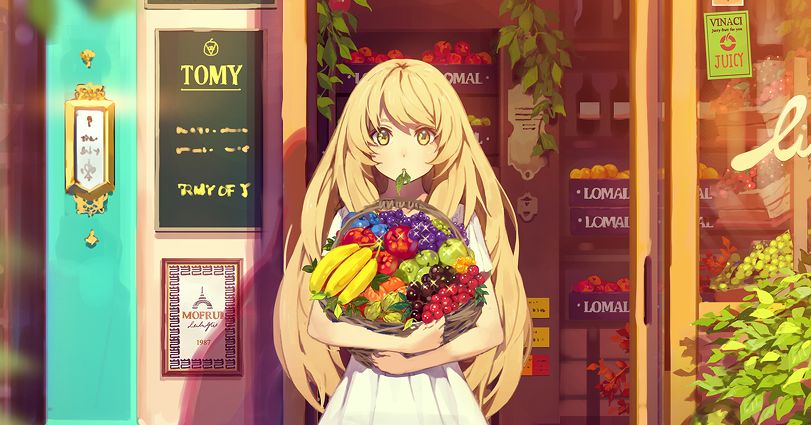 You're my source of vitamins! Illustrations of Fruits and Girls