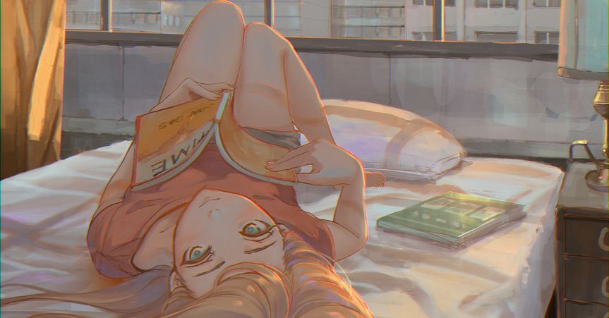 Covered in fluffy feathers♡ Illustrations of Characters in Bed