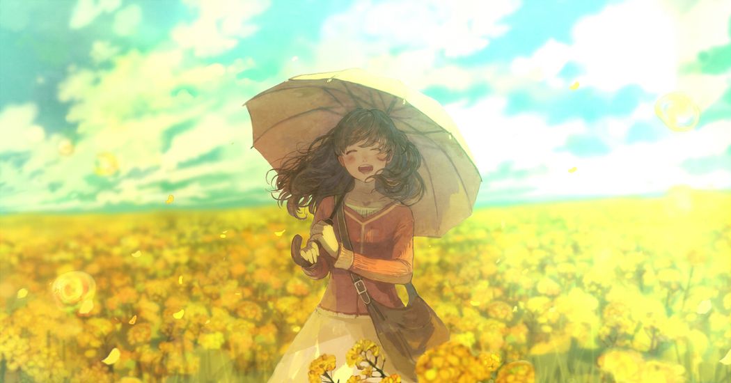 Dyed in yellow. Illustrations of Rape Blossoms