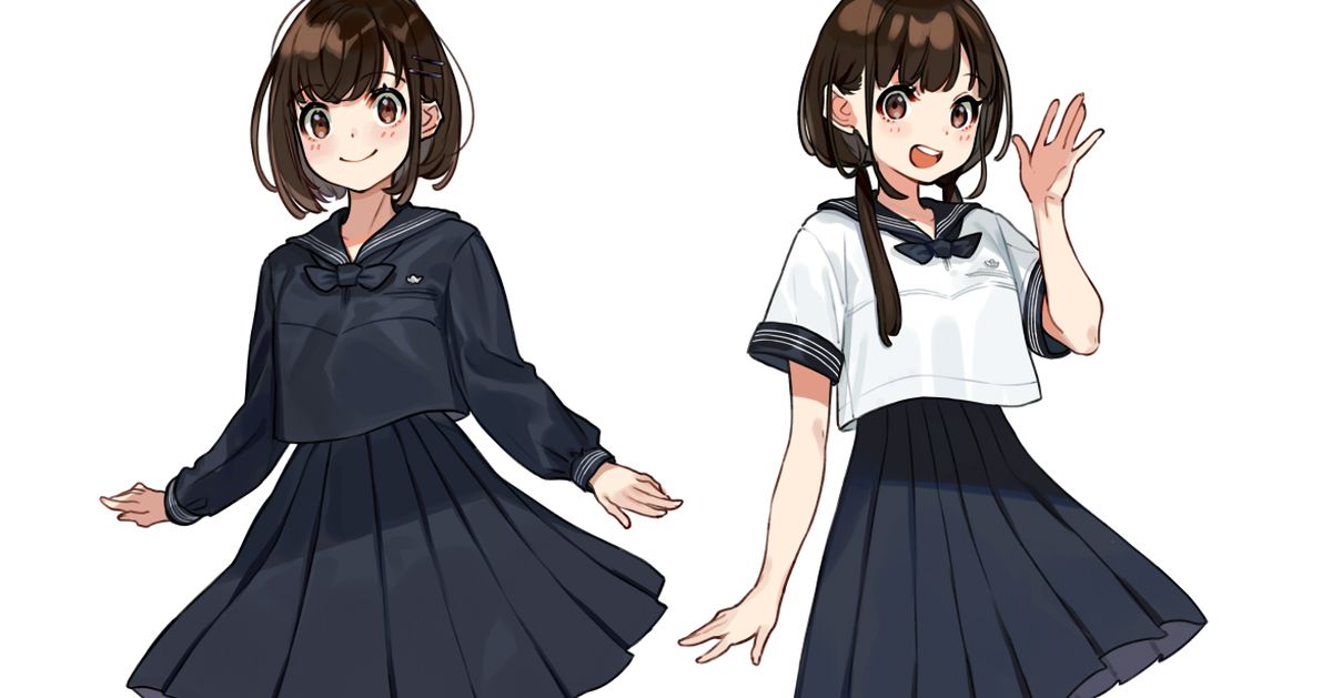 黒vs白のセーラー服を描いたイラスト特集 黒vs白のセーラー服を描いたイラスト特集